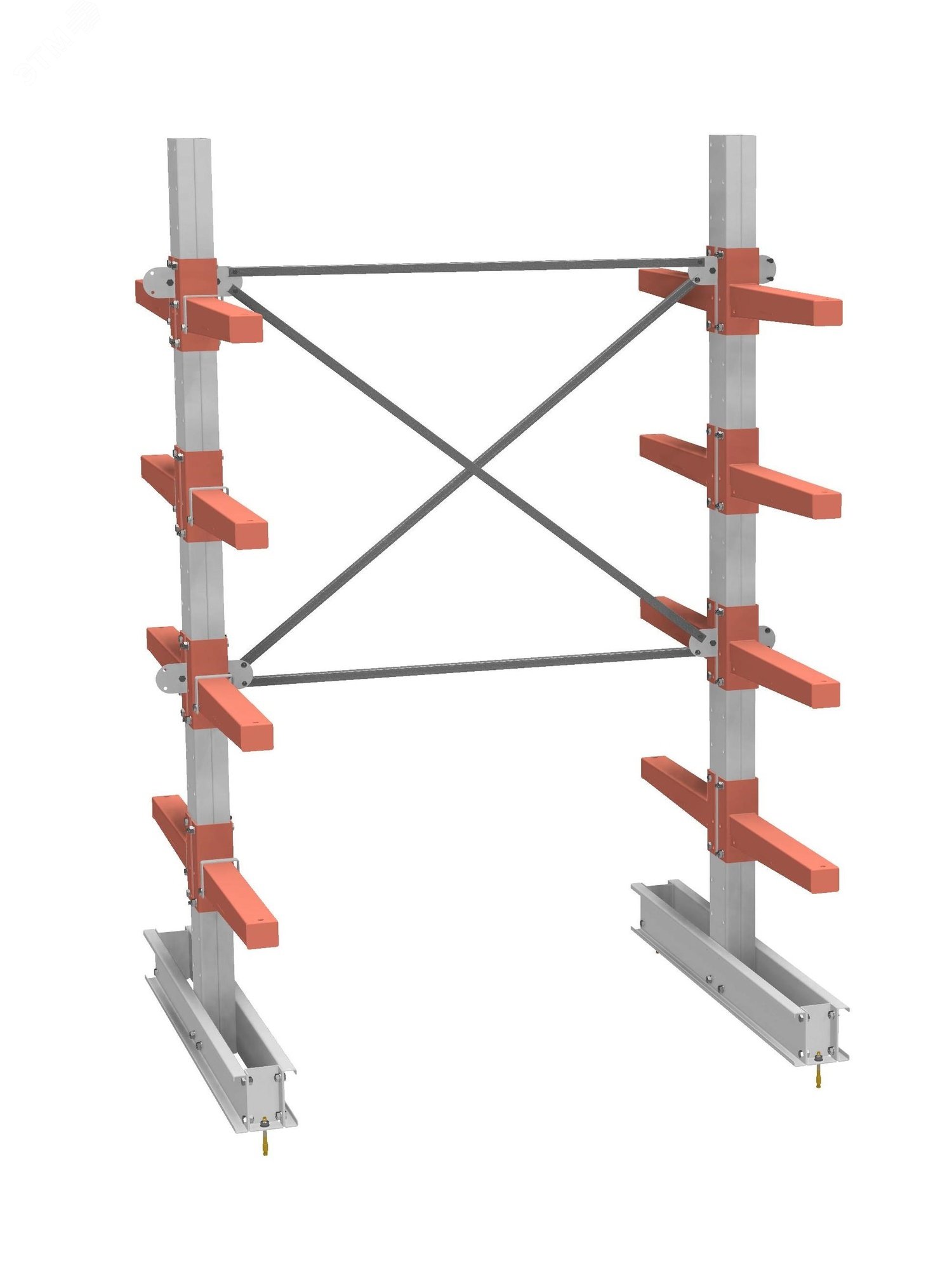 Изображение товара Двухсторонний стеллаж с 4 ярусами 2450 мм НАБОР СТ-062 для склада