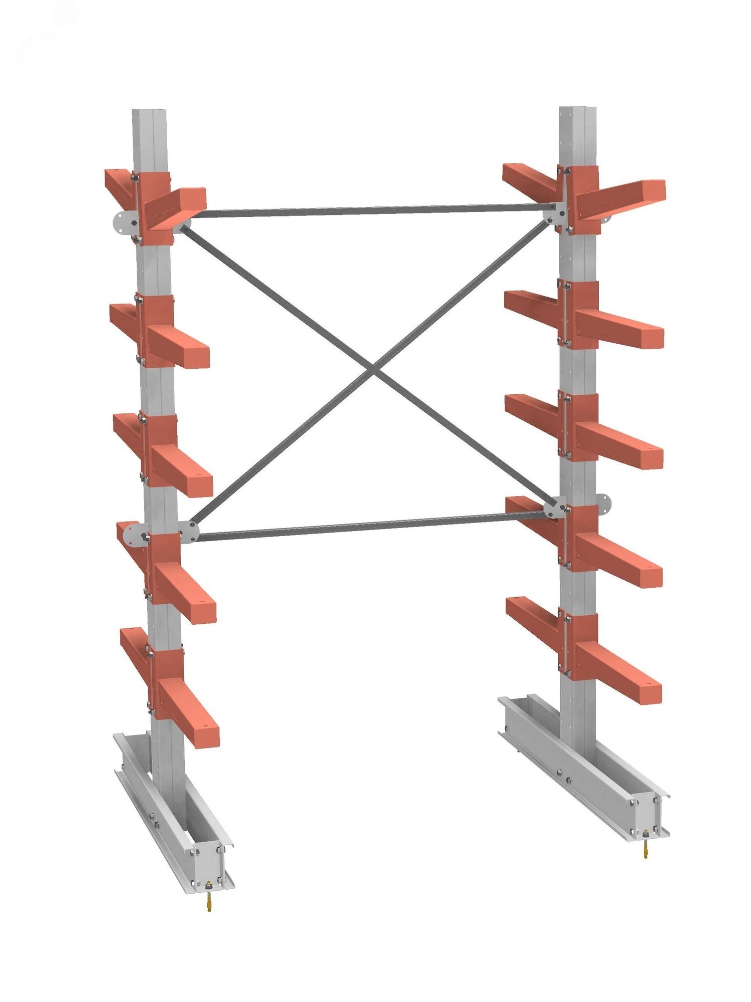Изображение товара Двусторонний стеллаж с 5 ярусами тяжелого грузоподъемного типа