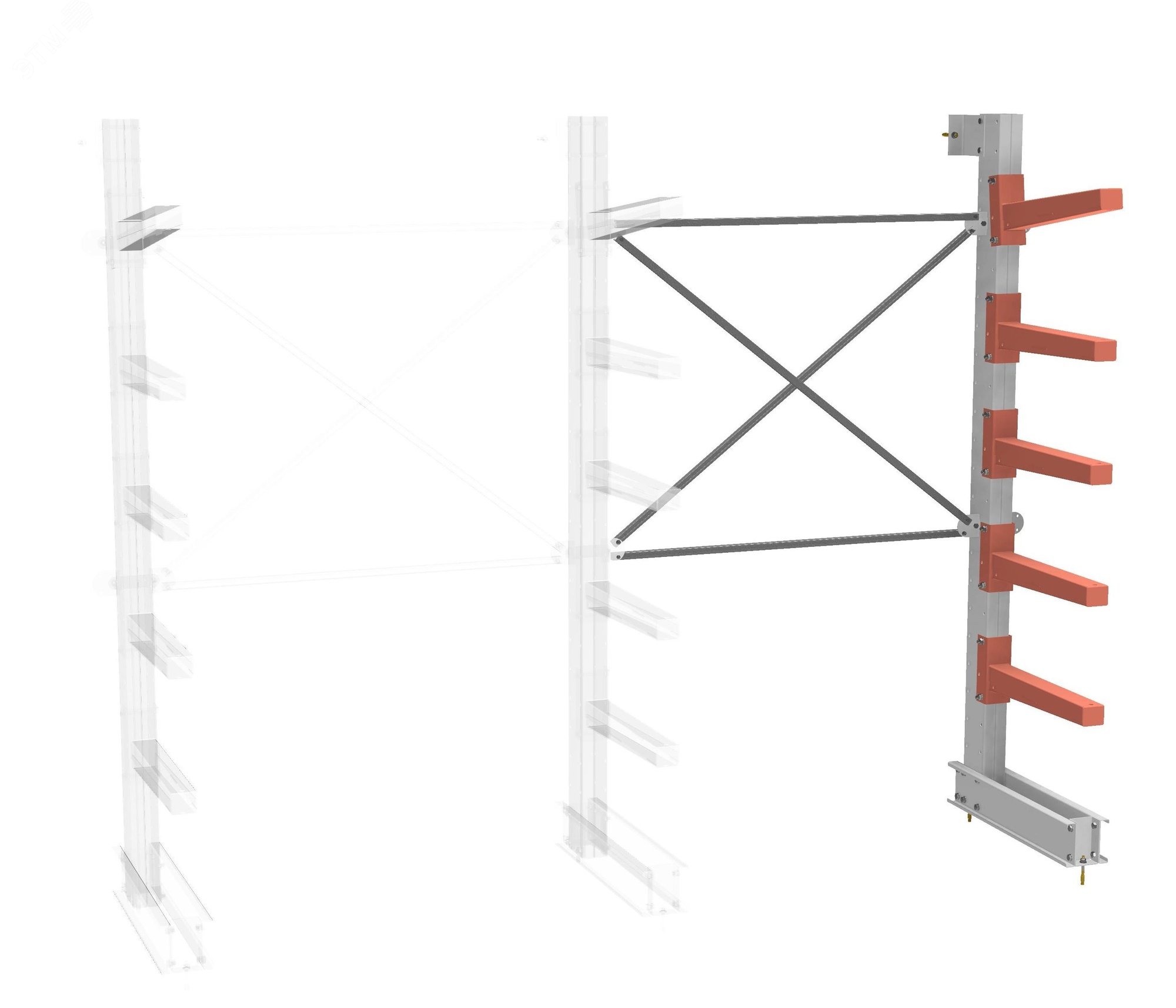 Изображение товара Стеллаж односторонний с 5 ярусами СН-062, металл, Россия