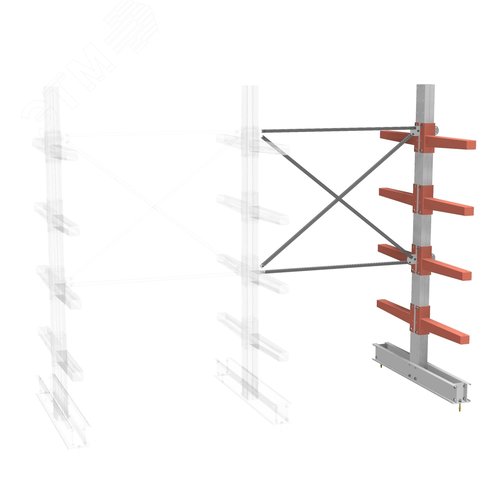Изображение товара Стеллаж двухсторонний 4 яруса доп.-НАБОР СТ-062 (шт)