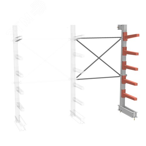 Изображение товара Стеллаж односторонний 5 ярусов доп.-НАБОР СТ-062 (шт)
