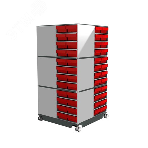 Изображение товара Кассетница поворотная с красными ящиками-НАБОР КП-01Кассетница (шт)