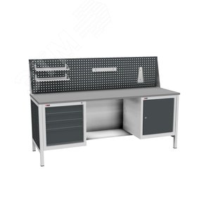 Изображение товара Верстак с двумя тумбами и с экраном с навесными аксессуарами (7038/7016) для МП ВЛ-К-200-05 (набор)