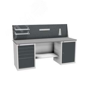 Изображение товара Верстак с двумя тумбами и с экраном с навесными аксессуарами (7038/7016) для МП ВЛ-К-200-08 (набор)