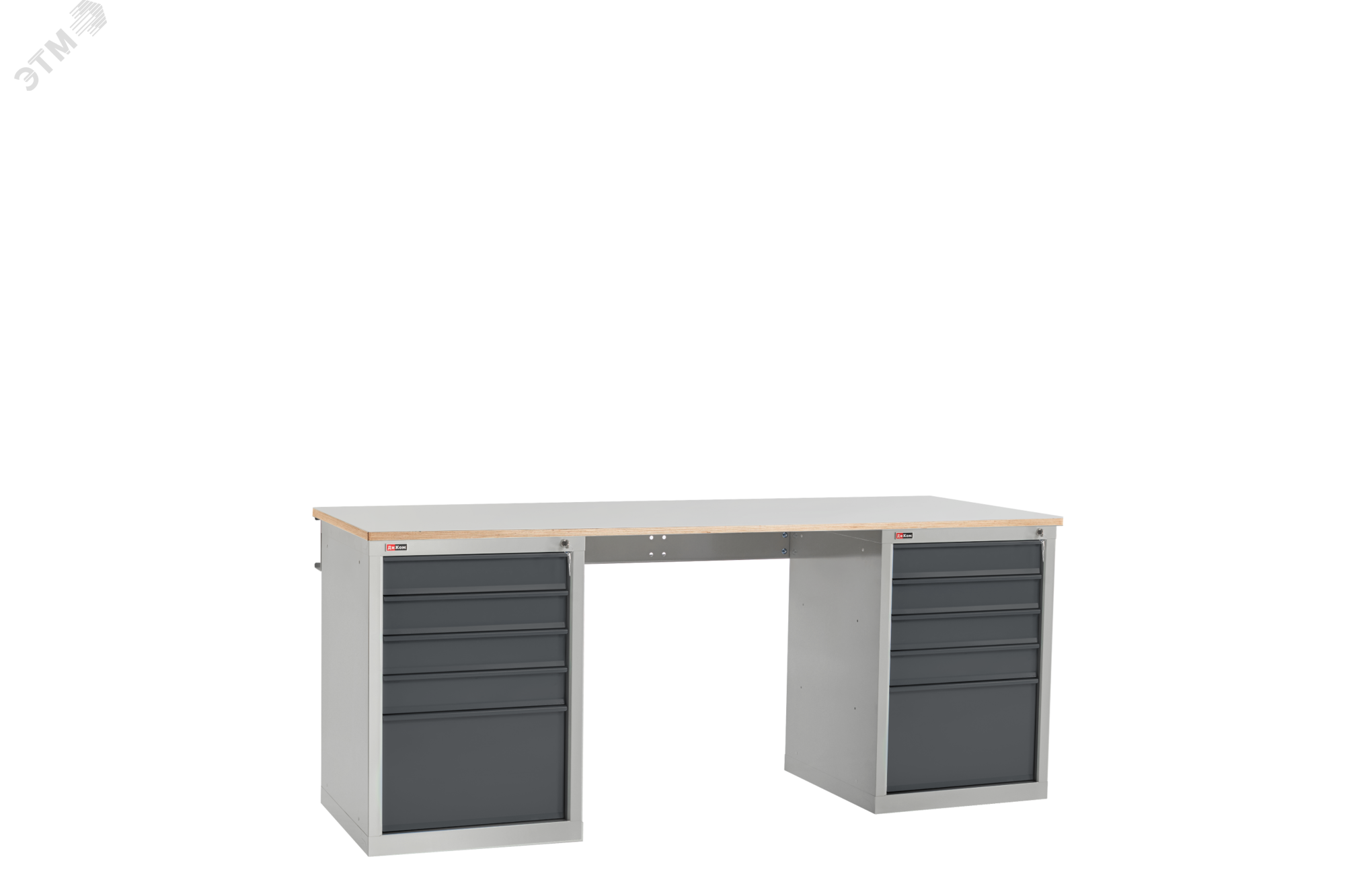 Изображение товара Верстак слесарный ВЛ-200-06 МФ на двух тумбах с ящиками и металлической столешницей