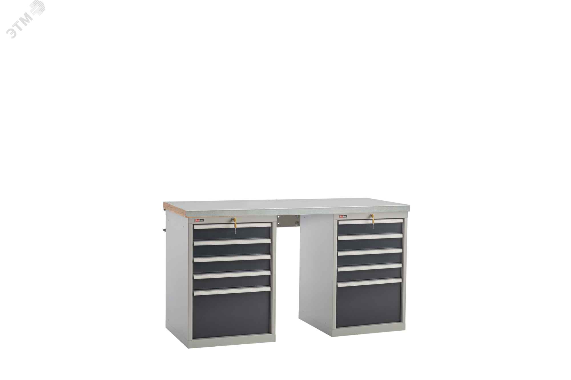 Изображение товара Верстак-НАБОР ВС-150-06 ЦФ с двумя тумбами и ящиками для мастерской