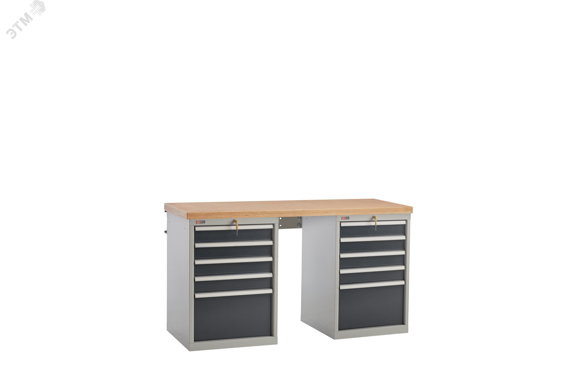 Изображение товара Верстак-НАБОР ВС-150-06 Ф слесарный металлический с тумбами и ящиками