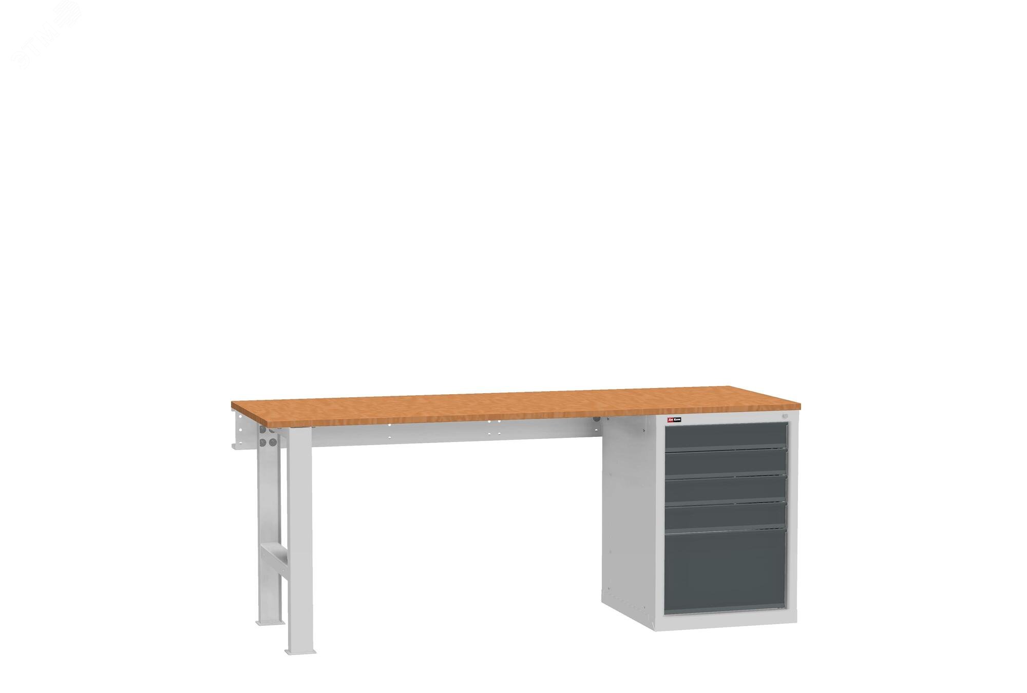 Изображение товара Верстак слесарный ВЛ-200-04 Ф с тумбой на 5 ящиков максимальная нагрузка 1500 кг