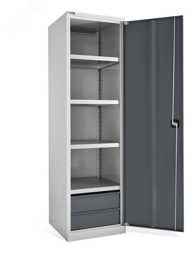 Изображение товара Металлический сборно-разборный шкаф с оцинкованными полками и ящиками