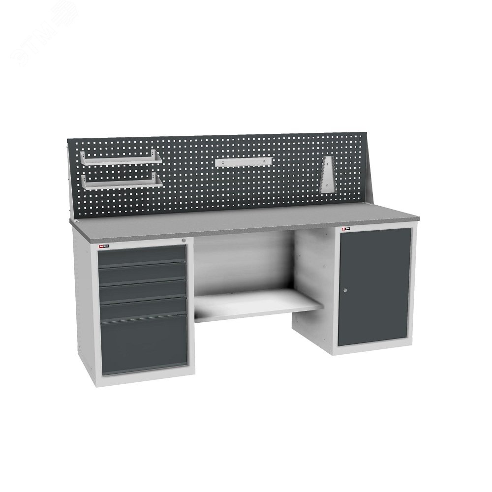 Изображение товара Верстак с двумя тумбами и с экраном с навесными аксессуарами (7038/7016) для МП ВЛ-К-200-08 (набор)