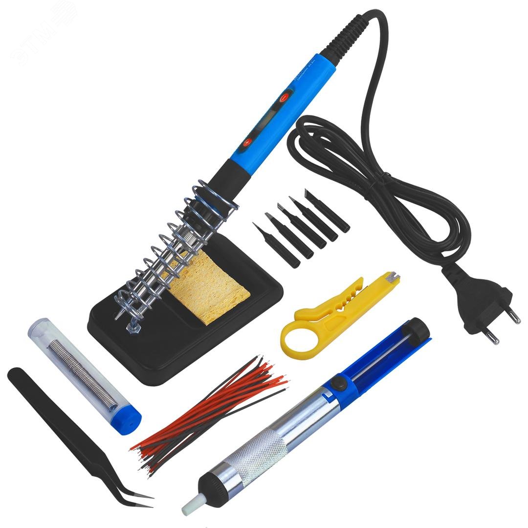 Изображение товара Набор для пайки МЕГЕОН 00190 с цифровым паяльником и аксессуарами