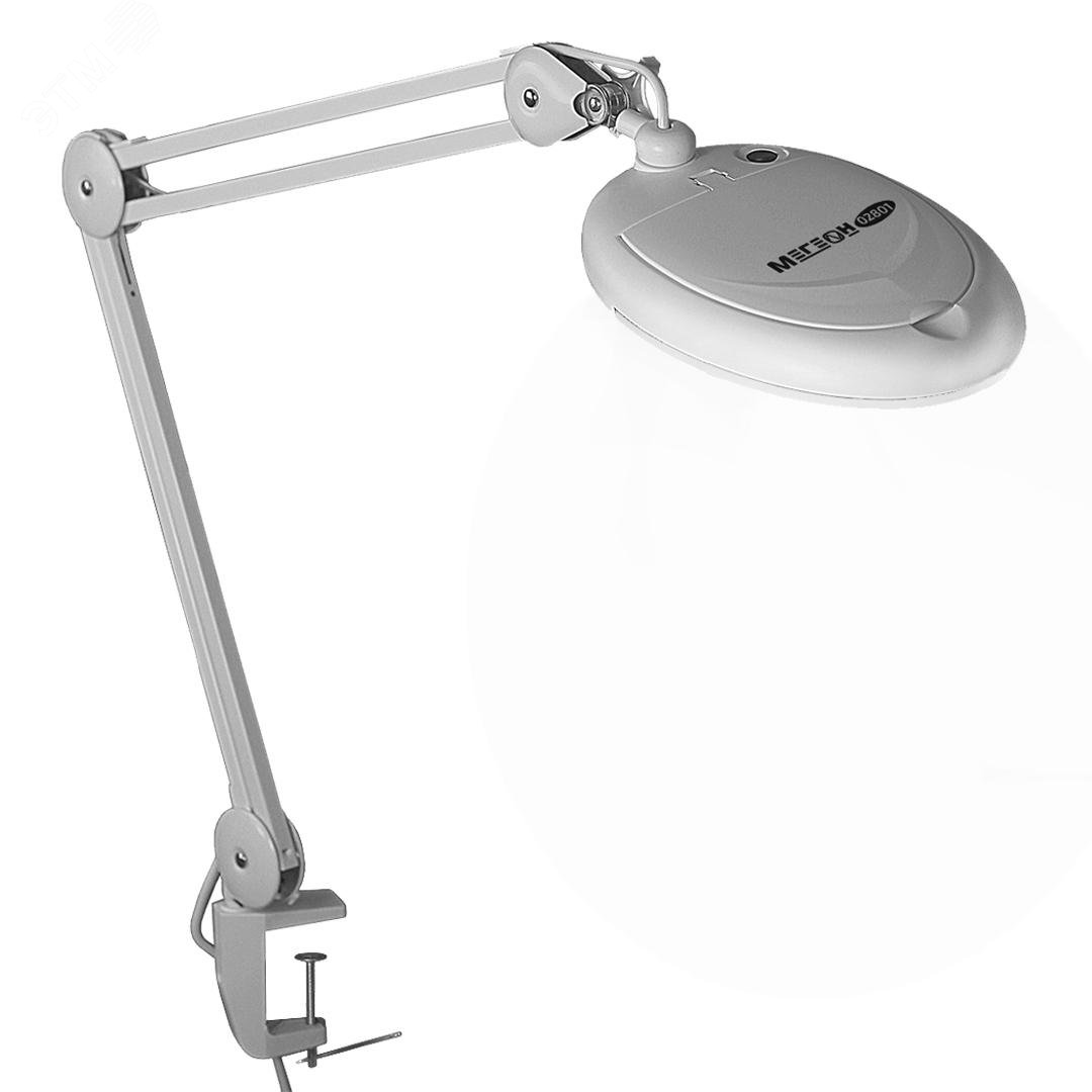 Изображение товара Лампа-лупа бестеневая 02801 с регулировкой и подсветкой МЕГЕОН