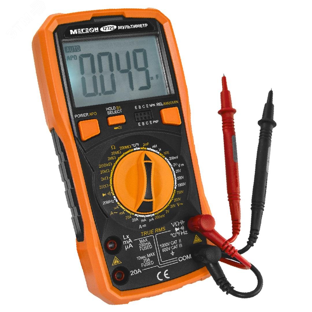 Изображение товара Цифровой мультиметр МЕГЕОН 12725 с True RMS, ЖК-дисплеем и подсветкой