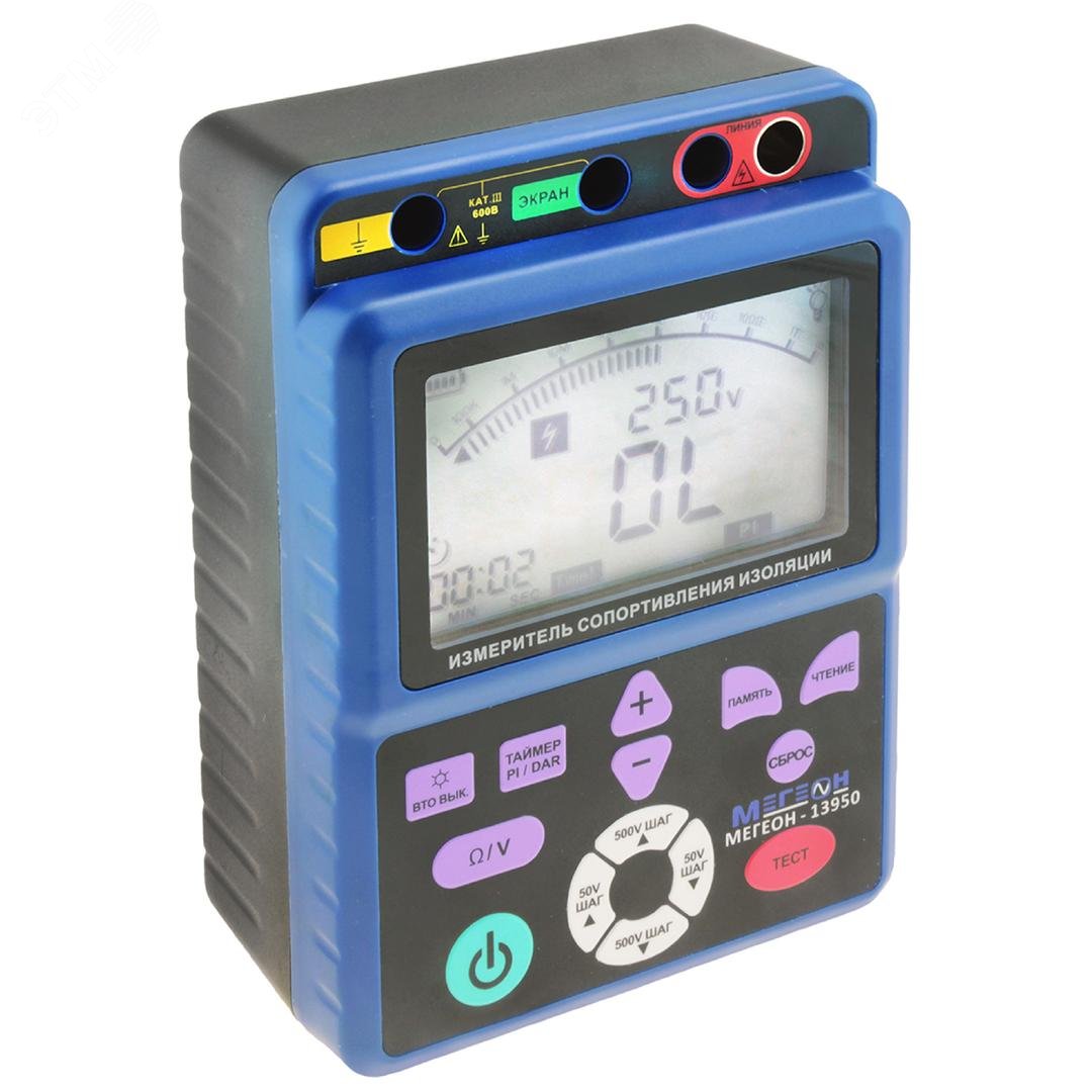 Изображение товара Портативный мегаомметр МЕГЕОН 13950 для измерения сопротивления изоляции