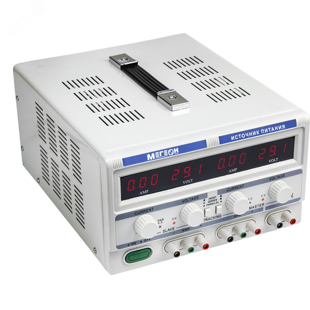 Изображение товара Источник питания МЕГЕОН 323051 трехканальный с ЖК дисплеем и защитами