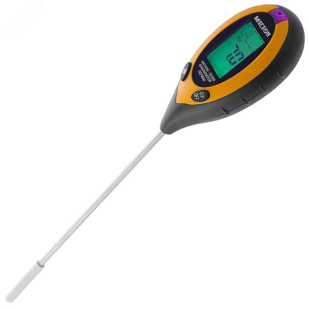 Изображение товара Портативный измеритель почвы МЕГЕОН 35300 для pH, влажности и освещенности