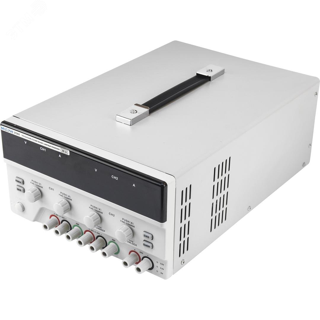 Изображение товара Источник питания линейный трехканальный МЕГЕОН 37303 цифровое управление