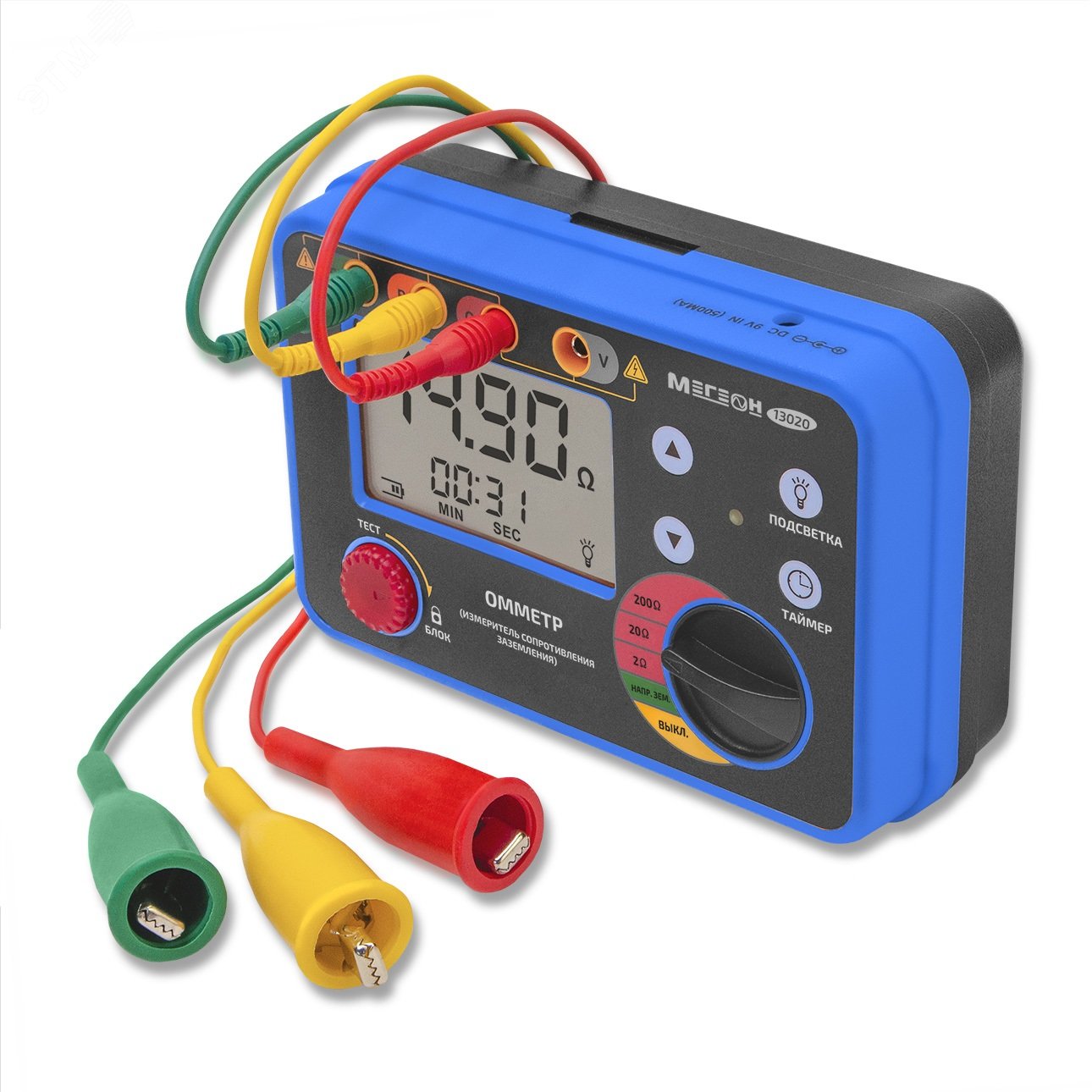 Изображение товара МЕГЕОН 13020 Омметр измеритель сопротивления заземления портативный с поверкой