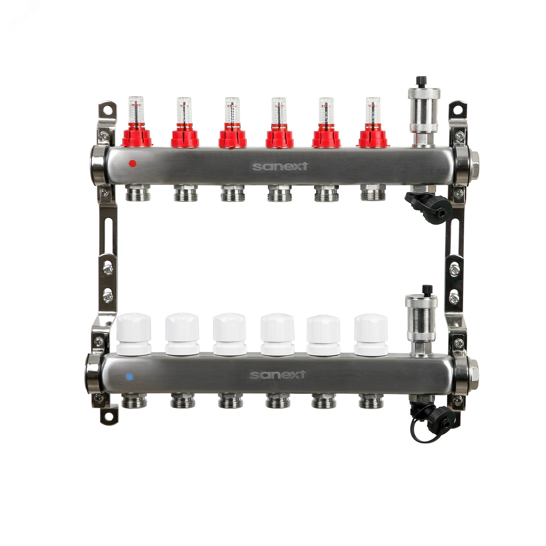 Изображение товара Коллектор для теплого пола SANEXT 6 выходов 3/4' сталь нержавеющая