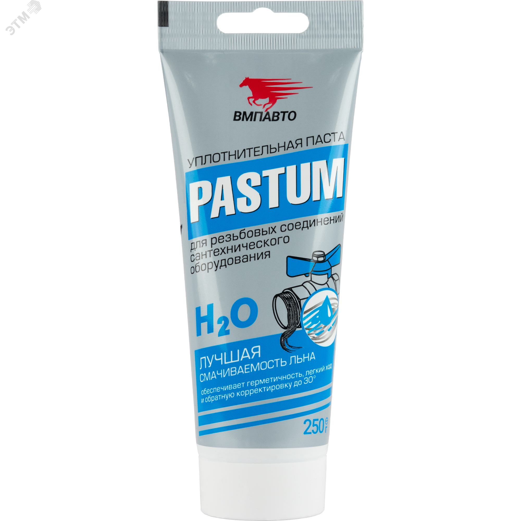 Изображение товара Pastum H2O, 250г туба с европодвесом Паста для уплотнения резьбовых соединений сантехнического оборудования (шт)