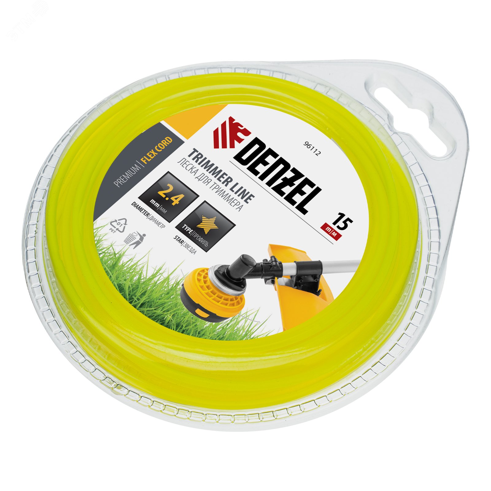 Изображение товара Леска для триммера звезда 2,4 мм х 15 м, блистер FLEX CORD (шт)