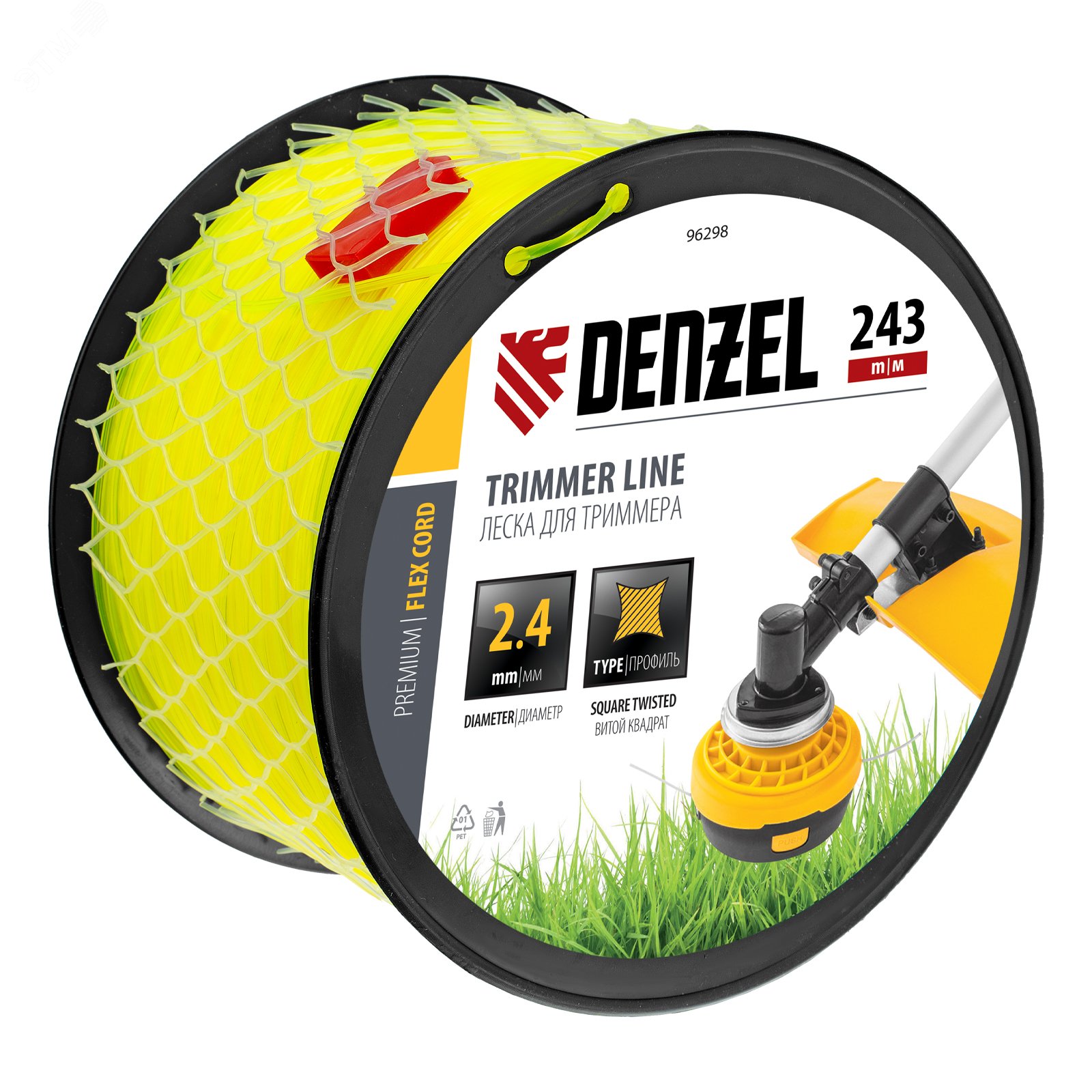 Изображение товара Леска для триммера Denzel FLEX CORD 96298 2,4мм х 243м
