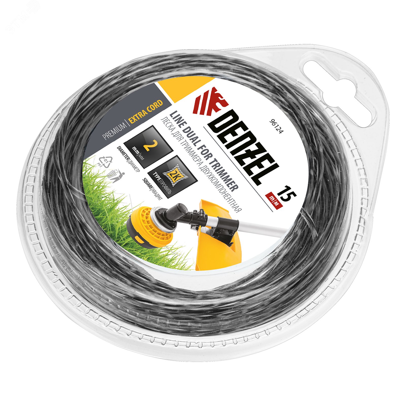 Изображение товара Леска для триммера двухкомпонентная квадрат 2,0мм 15 м EXTRA CORD (шт)