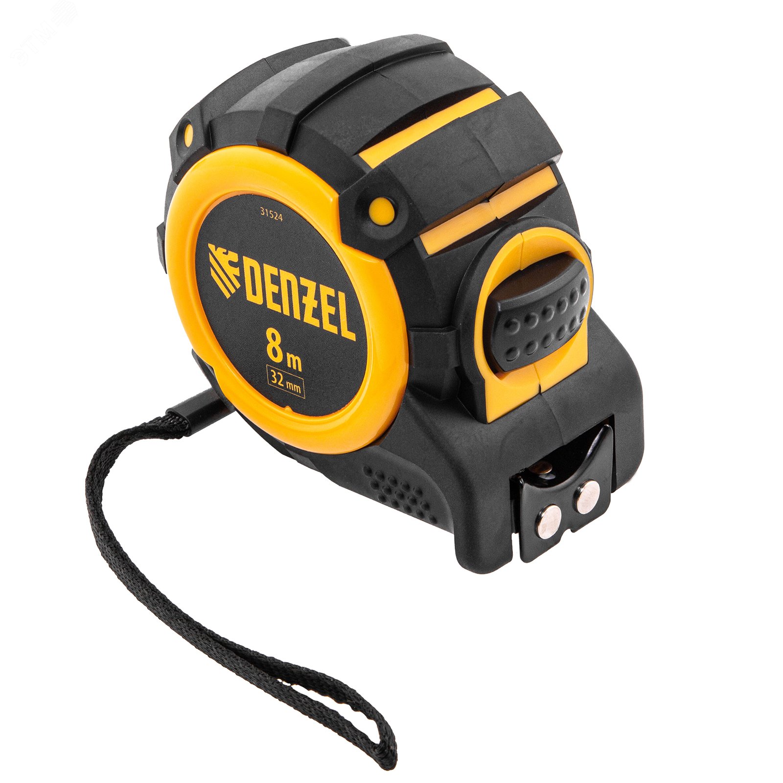 Изображение товара Рулетка Denzel 8м автоматическая фиксация нейлон магнит двухсторонняя разметка