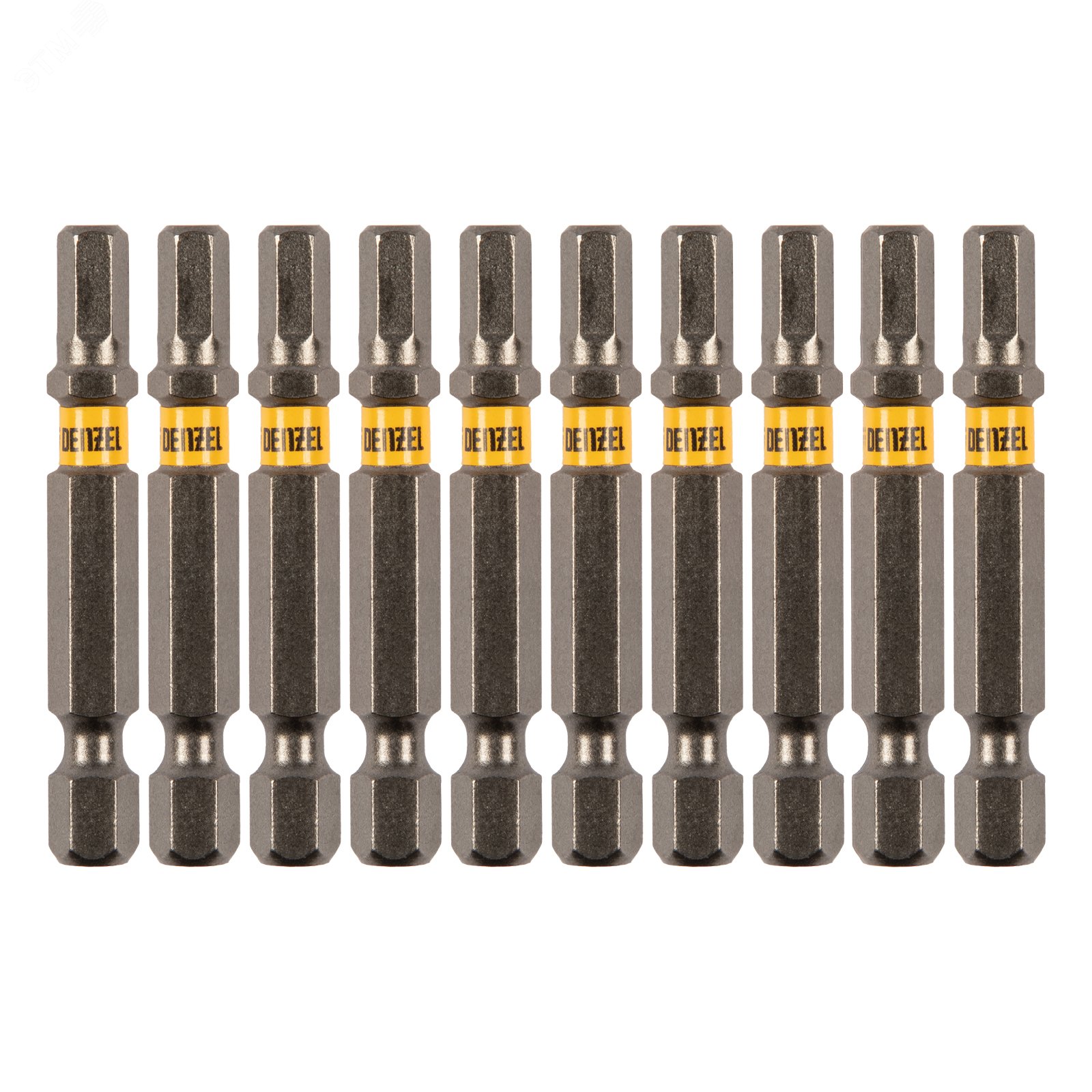 Изображение товара Набор бит HEX 5х50 Denzel 11663 - 10 сменных насадок из стали S2
