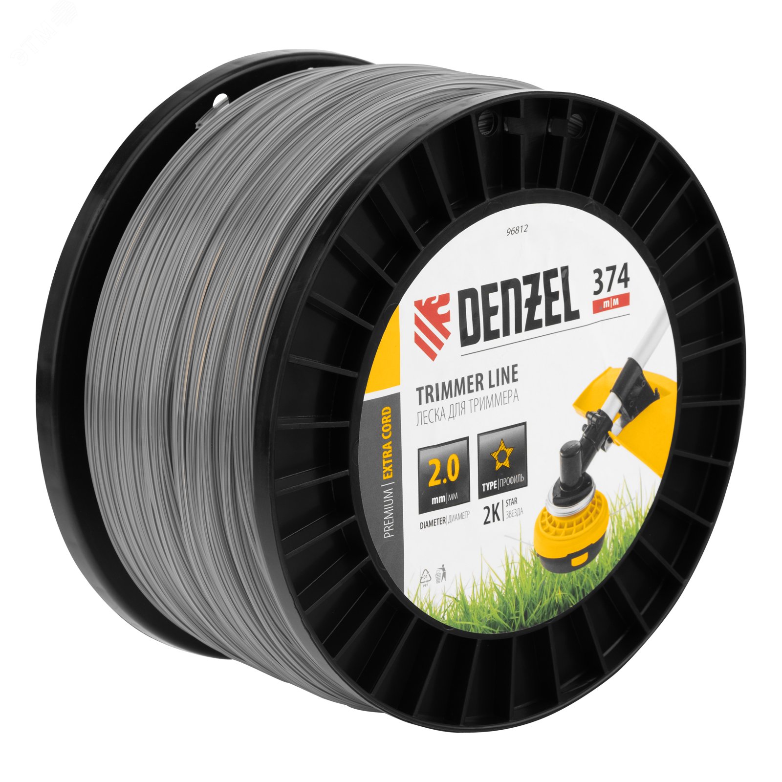 Изображение товара Леска для триммера двухкомпонентная звезда, 2,0мм х 374м, на DIN катушке EXTRA CORD (шт)