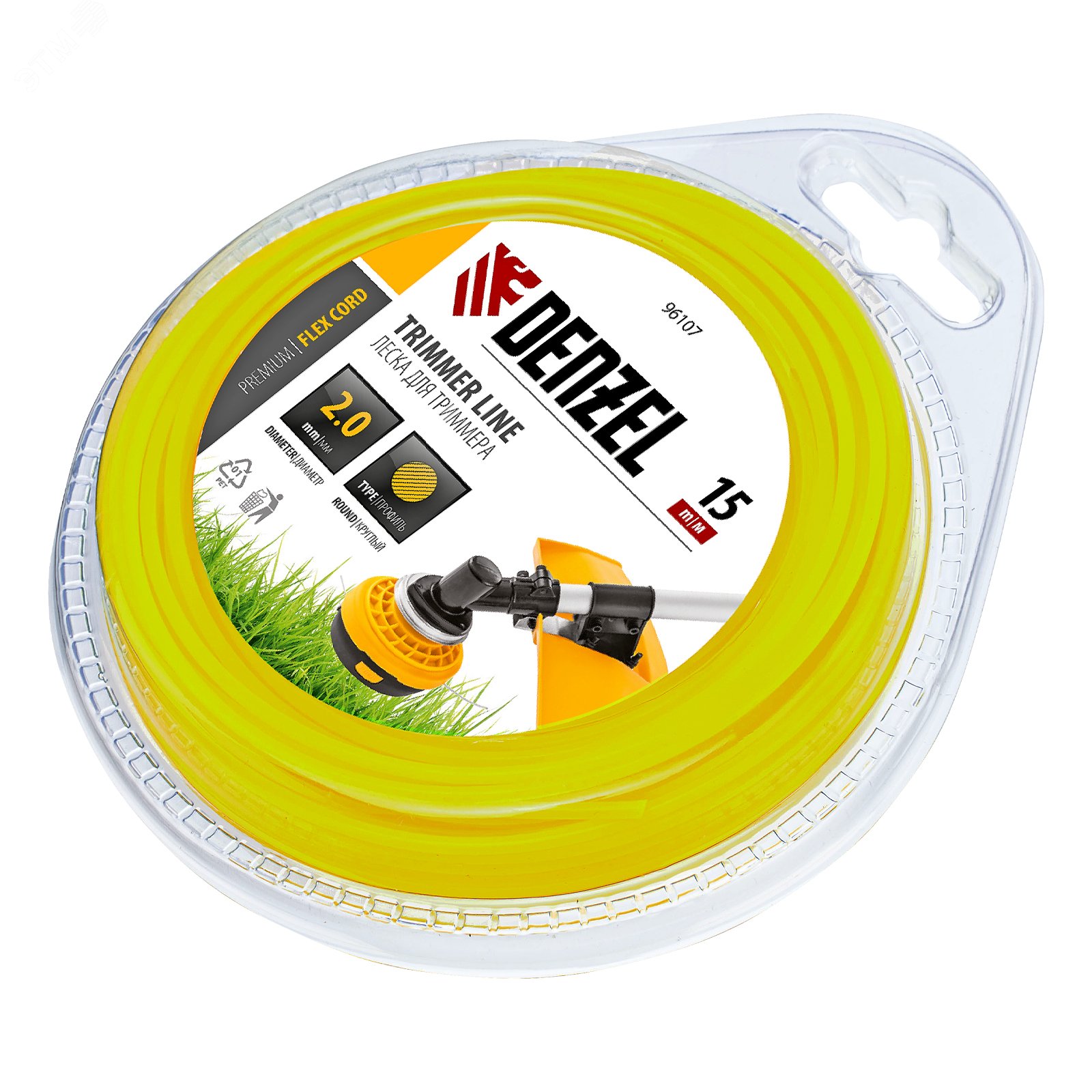 Изображение товара Леска для триммера круглая 2 мм х 15 м, блистер FLEX CORD (шт)