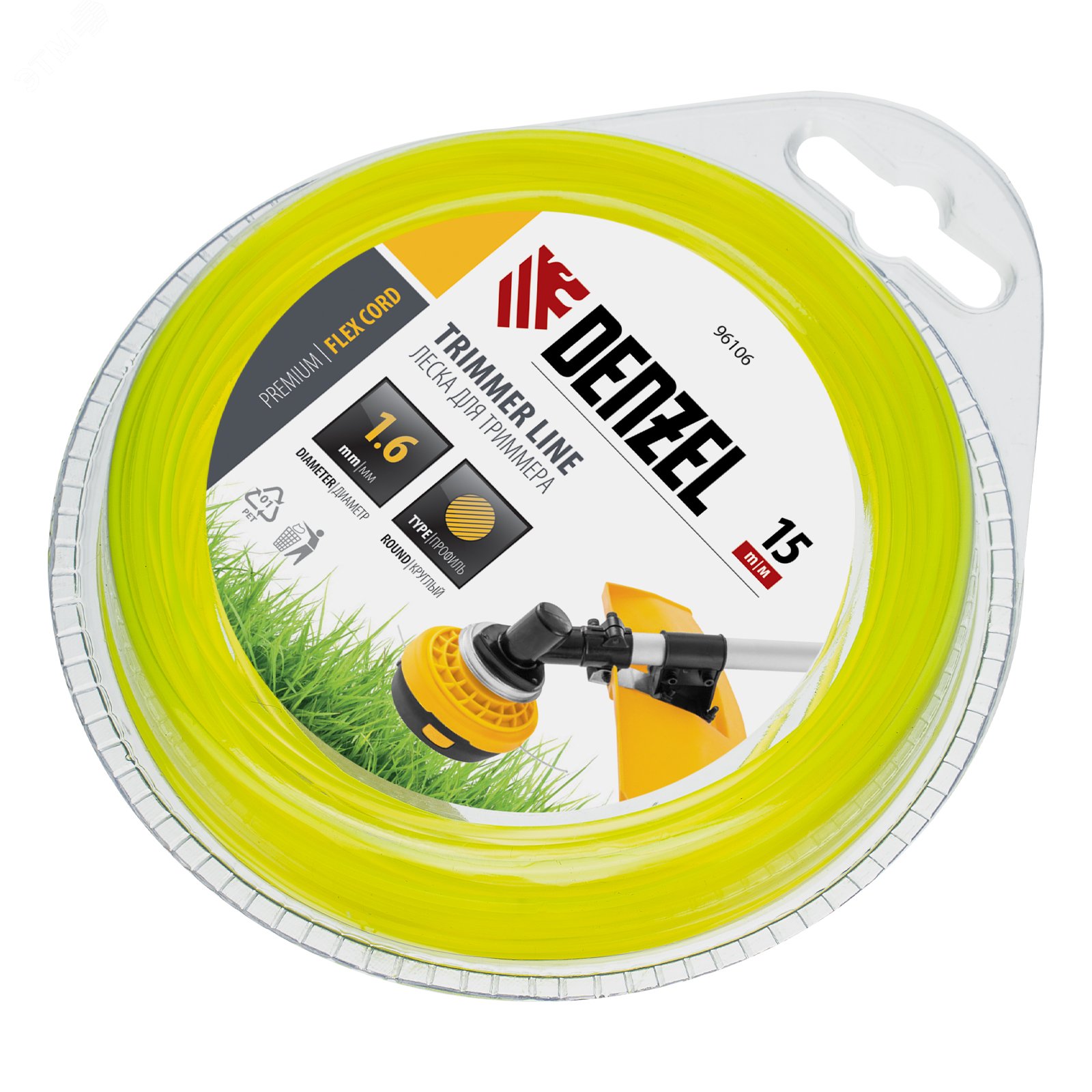 Изображение товара Леска для триммера круглая 1,6 мм х 15 м, блистер FLEX CORD (шт)