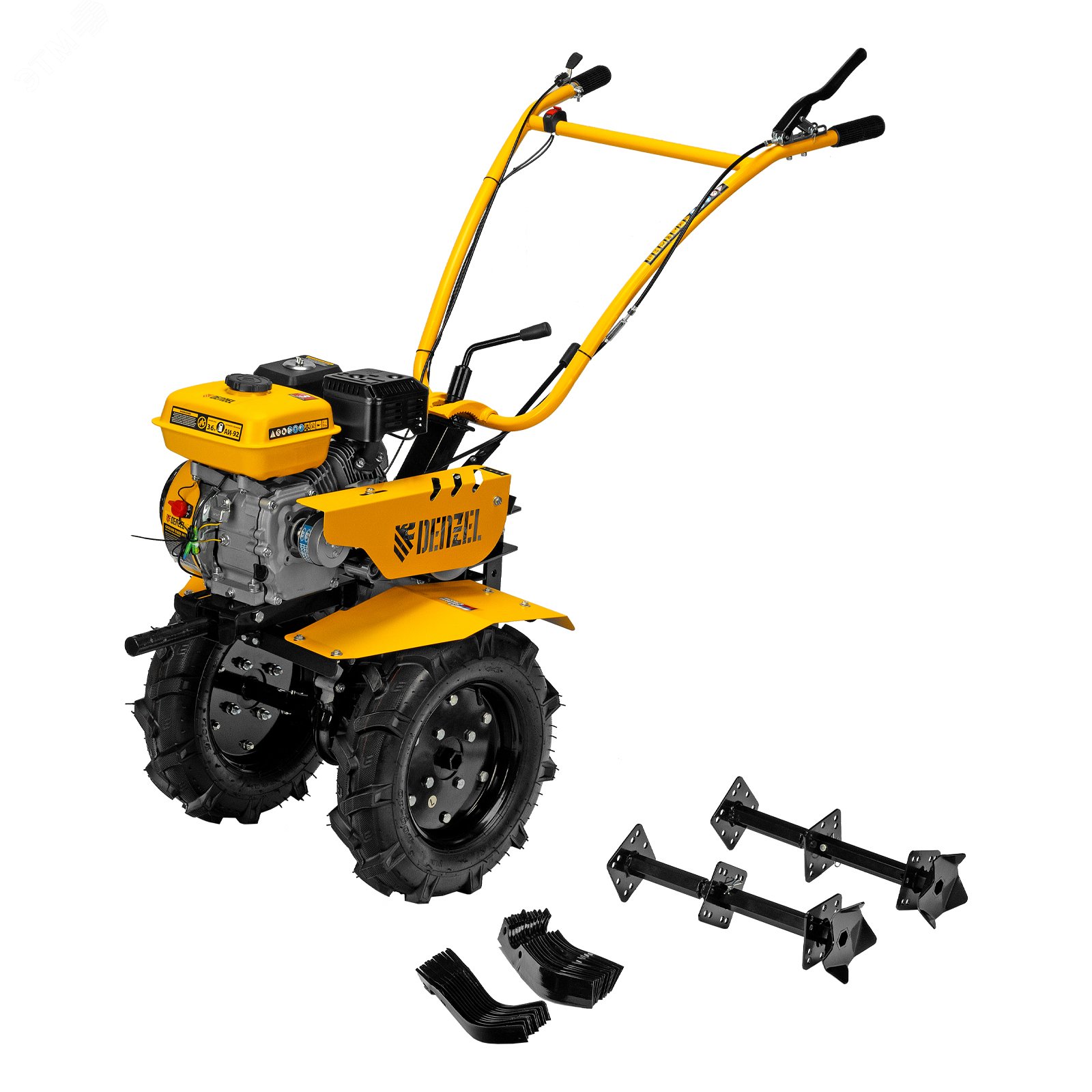 Изображение товара Мотоблок Denzel DPT-170S 7 л.с. ременной сцепление, фрезы 3х4, Россия