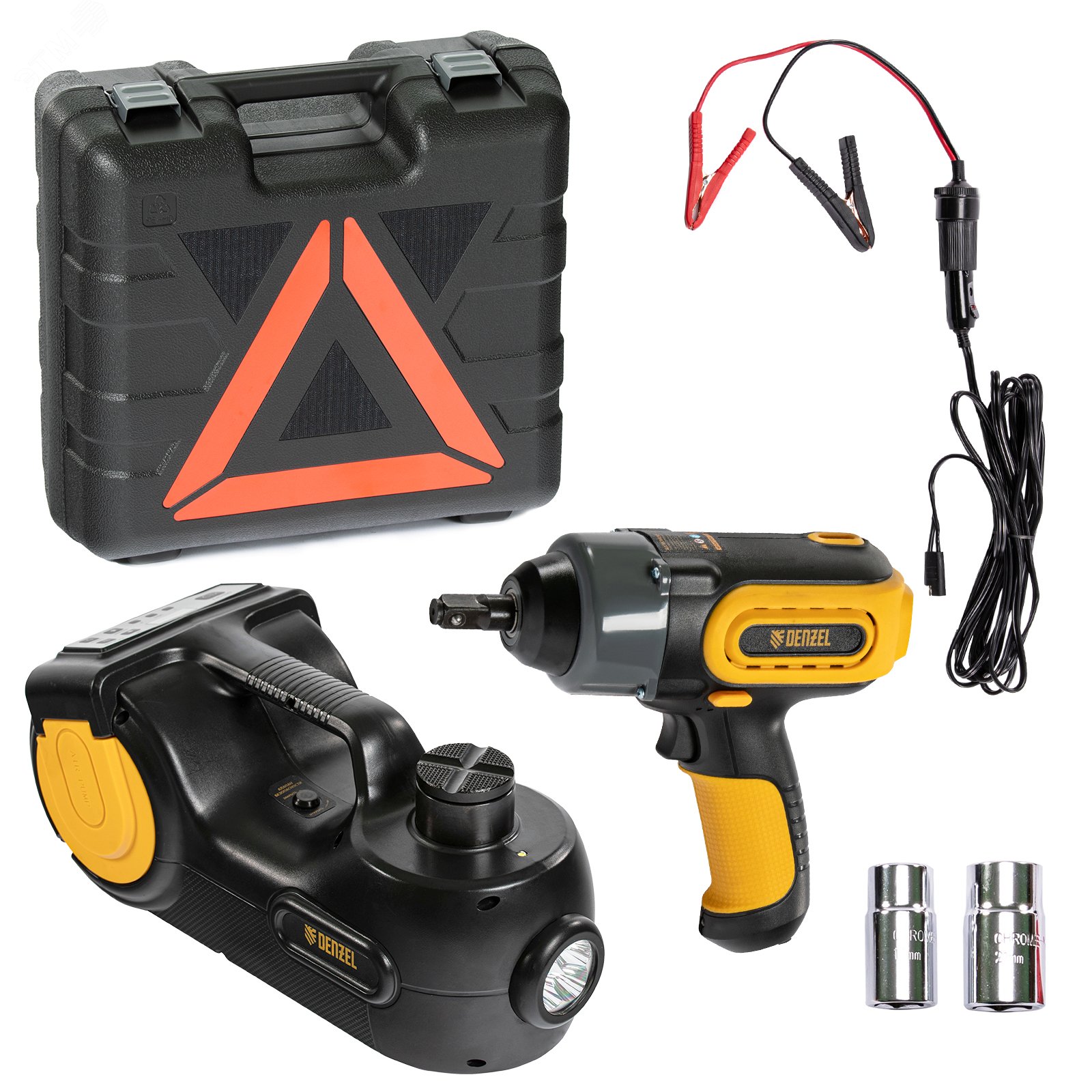 Изображение товара Домкрат электрогидравлический «3 в 1» (1,5 т), 12В, с гайковертом электрическим, в наборе (шт)