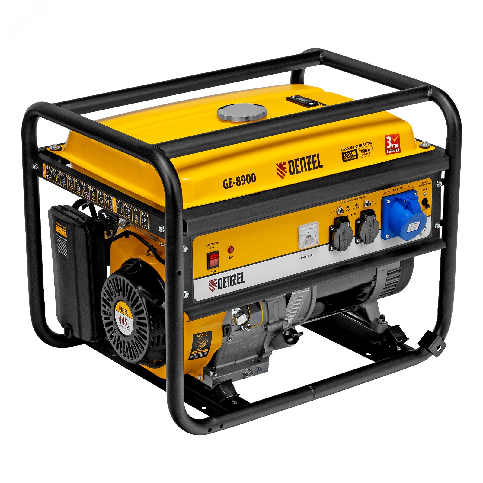 Изображение товара Генератор бензиновый Denzel GE 8900 8,5 кВт 220 В с баком 25 л Ручной старт