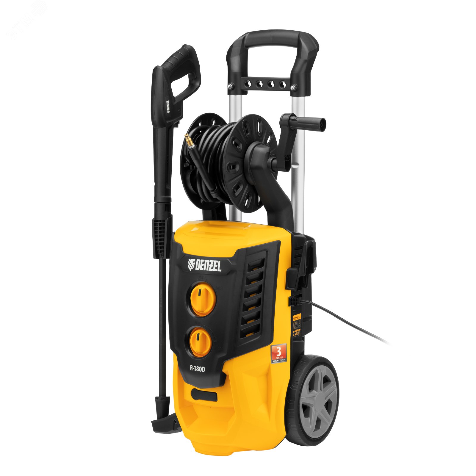Изображение товара Моечная машина высокого давления R-180D, 2200 Вт, 180 бар, 380 л/ч, с барабаном// Denzel (шт)