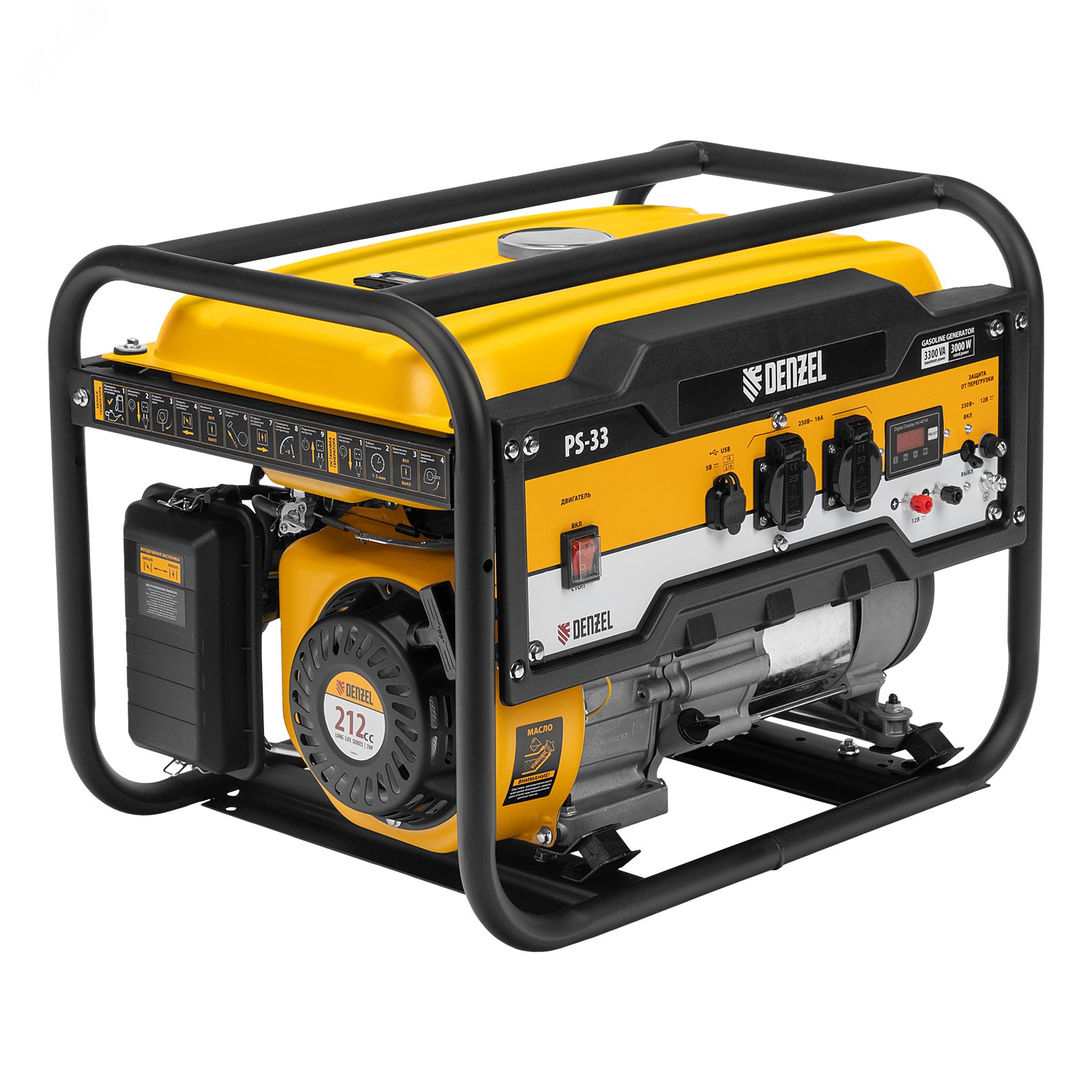 Изображение товара Генератор бензиновый PS-33, 3,3 кВт, 230В, 15л, ручной стартер (шт)