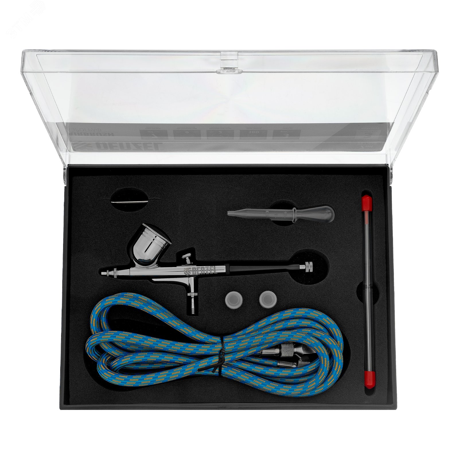 Изображение товара Аэрограф Denzel AB1 с верхним бачком 0,2/0,3/0,5 мм, 7 мл, 9 л/мин