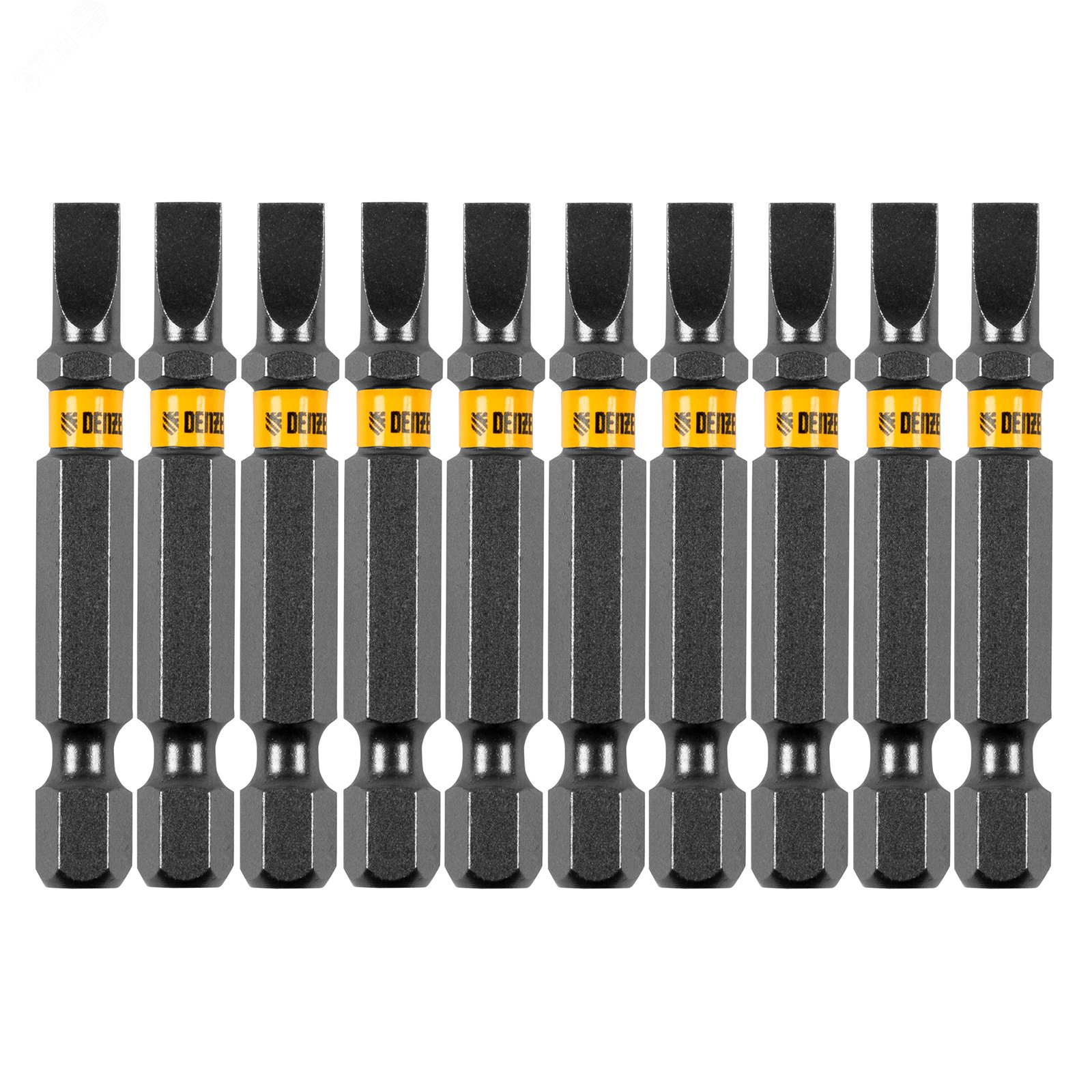 Изображение товара Набор бит SL 5,0 х 50 мм из стали S2 Denzel 11659 10 шт