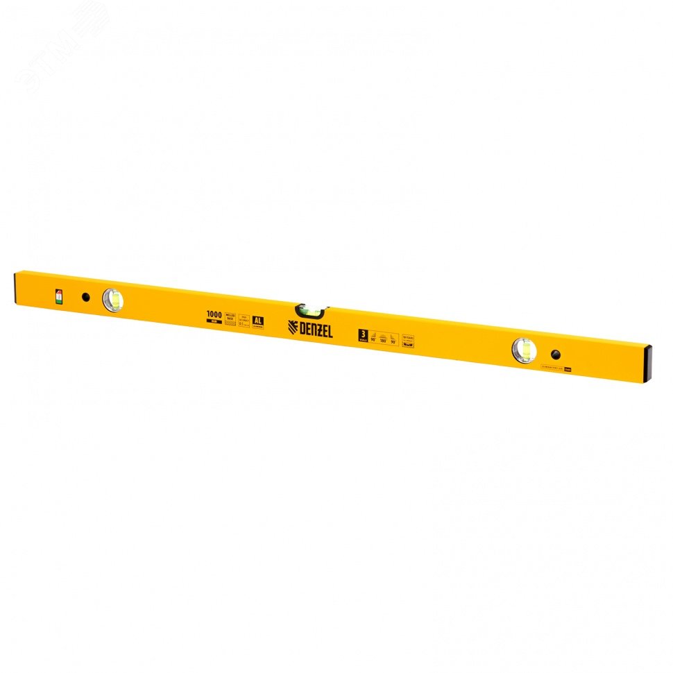 Изображение товара Алюминиевый фрезерованный уровень Denzel 33683 длиной 1000 мм с 3 глазками