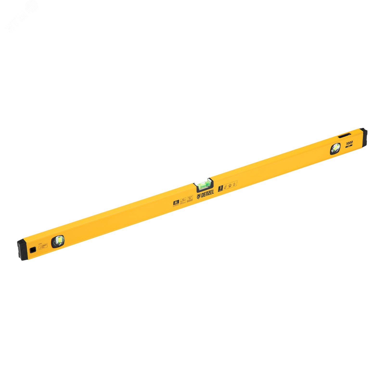 Изображение товара Уровень алюминиевый фрезерованный Denzel 33693 1000 мм с магнитом 3 глазка