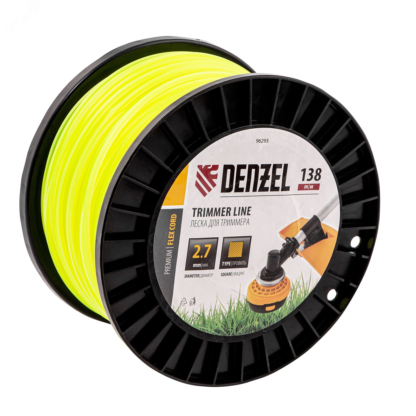 Изображение товара Леска для триммера квадрат, 2,7м х 138м, на DIN катушке FLEX CORD (шт)