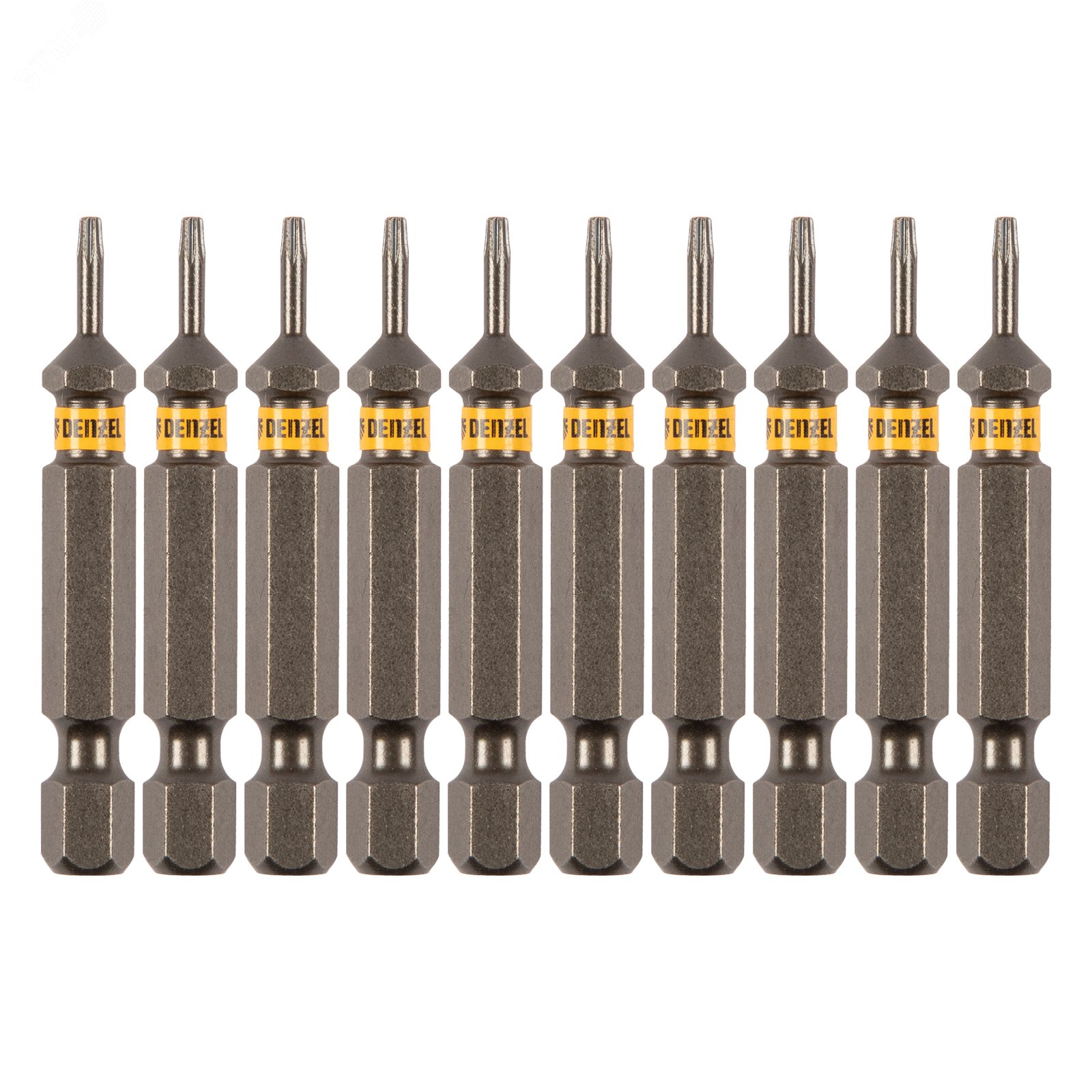 Изображение товара Набор бит TORX 6х50 из стали S2 Denzel 10 шт универсальный для бытовых и профессиональных работ
