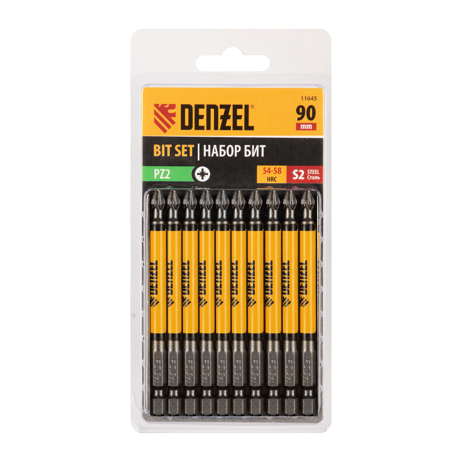 Набор бит PZ2х90, сталь S2, круглый профиль, 10шт.