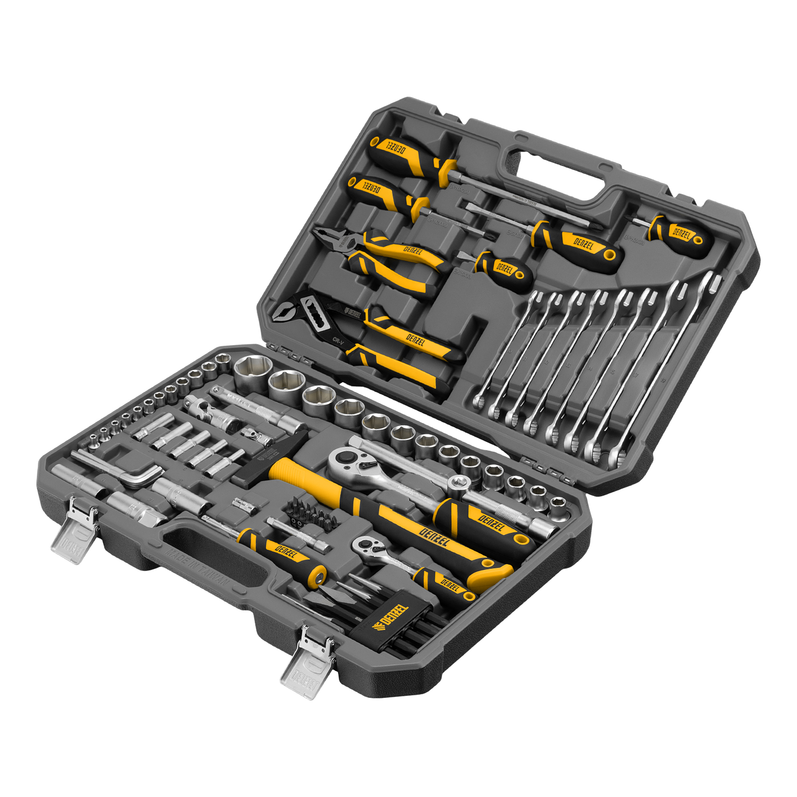 Набор инструментов, 1/2', 1/4', CrV, S2, пластиковый кейс, 84 предмета