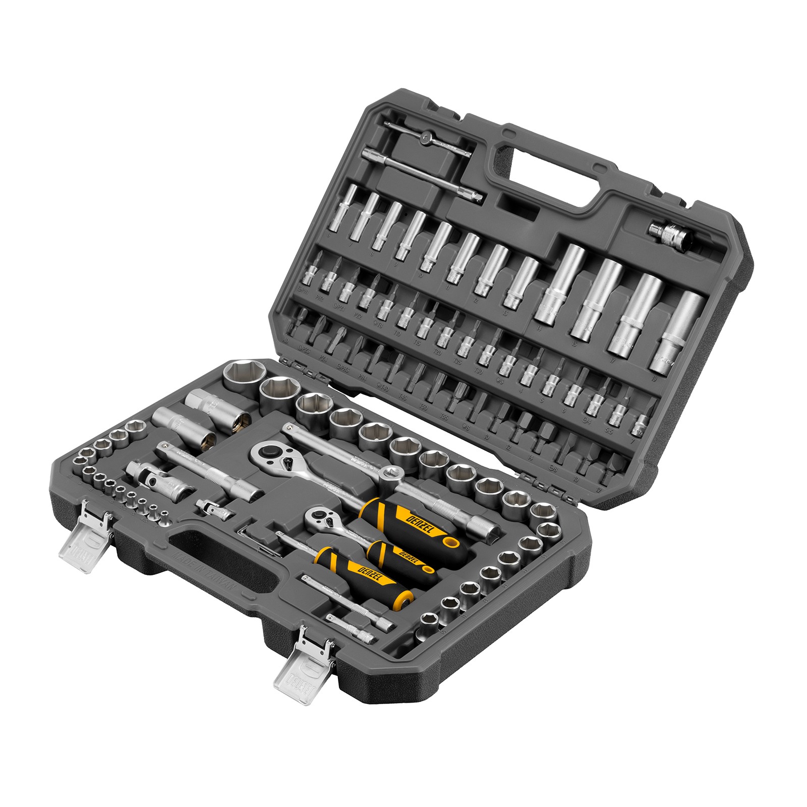 Набор инструментов, 1/2', 1/4', CrV, S2, пластиковый кейс, 94 предмета