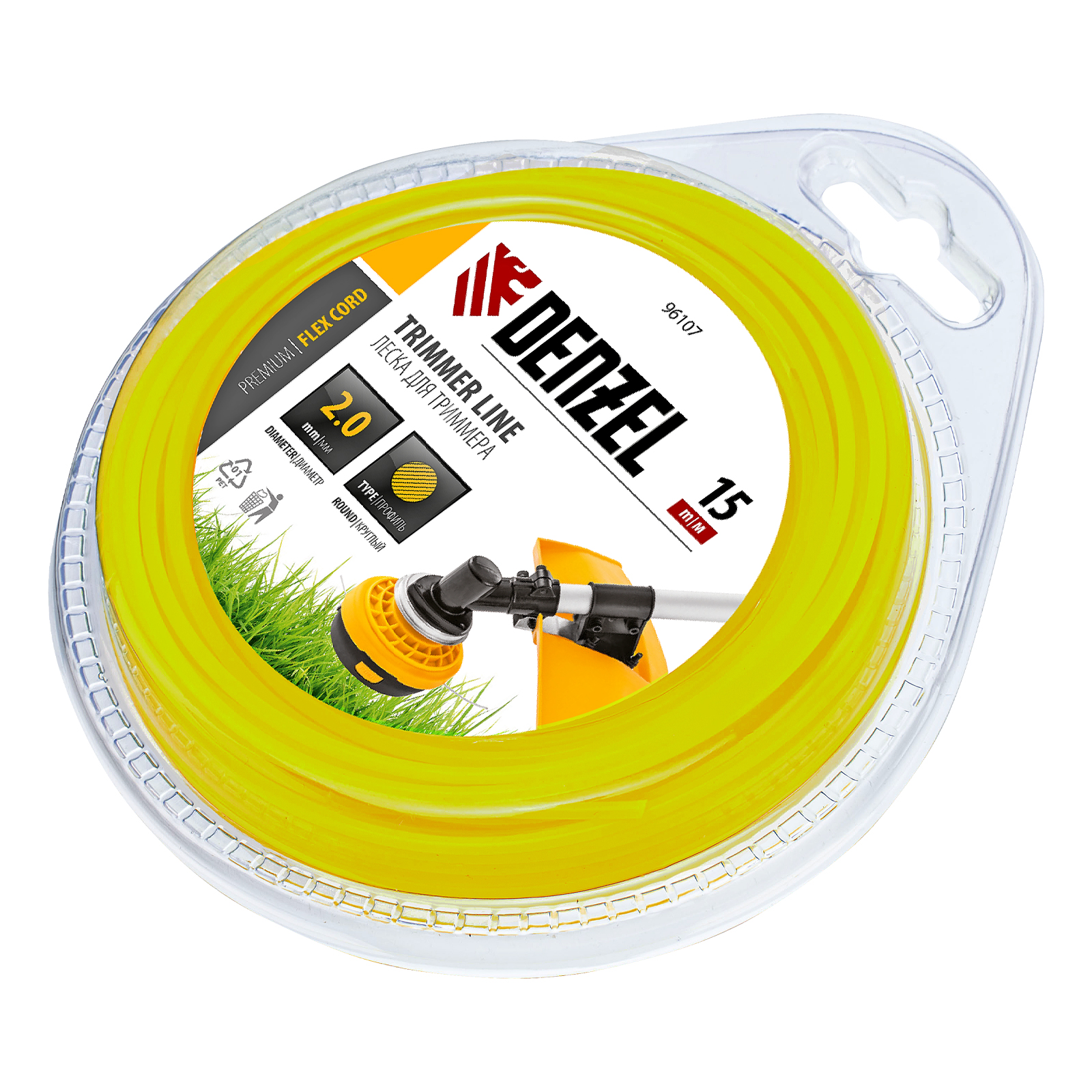 Леска для триммера круглая 2 мм х 15 м, блистер FLEX CORD