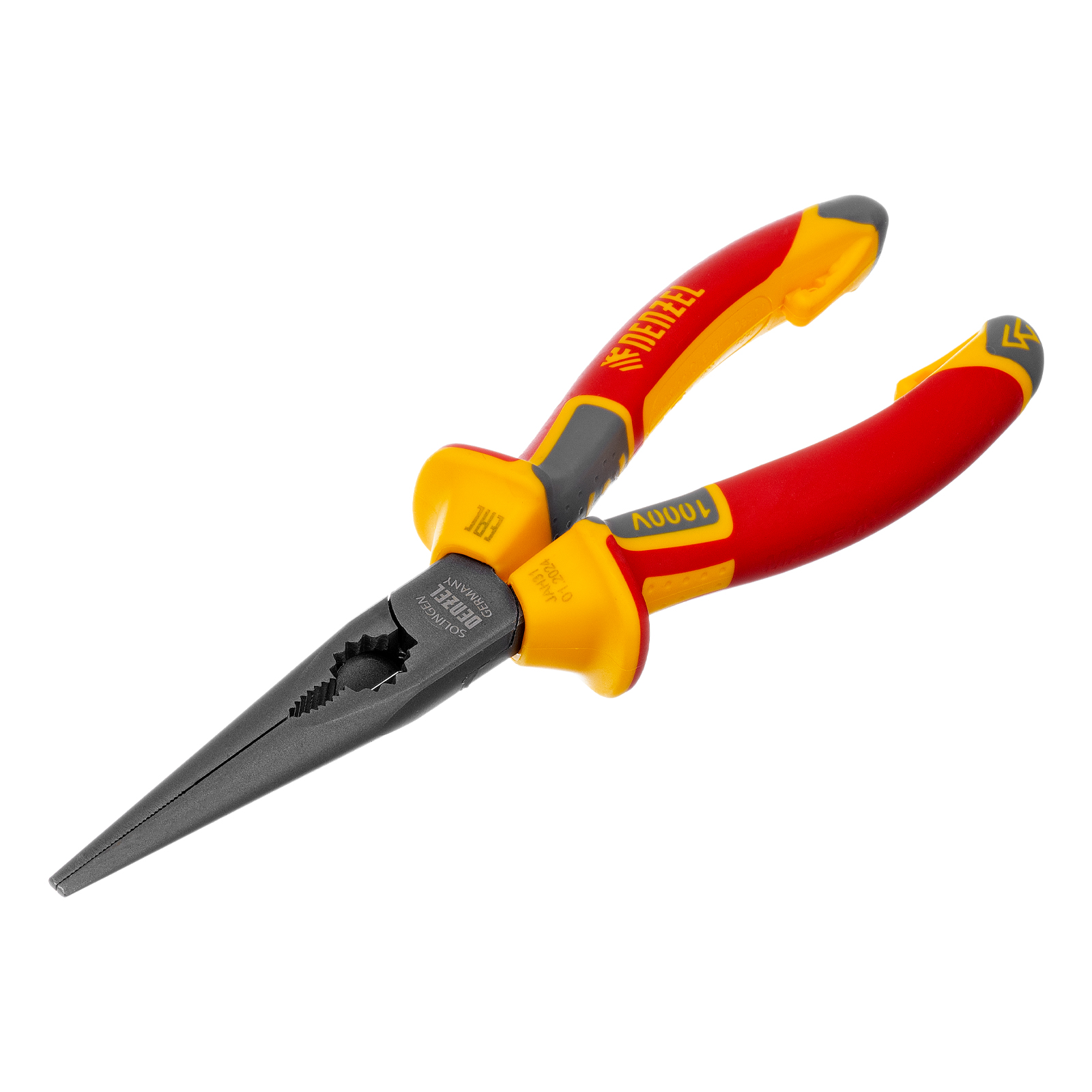 Длинногубцы прямые, диэлектрические рукоятки до 1000 В, трехкомпонентные рукоятки, 205 мм