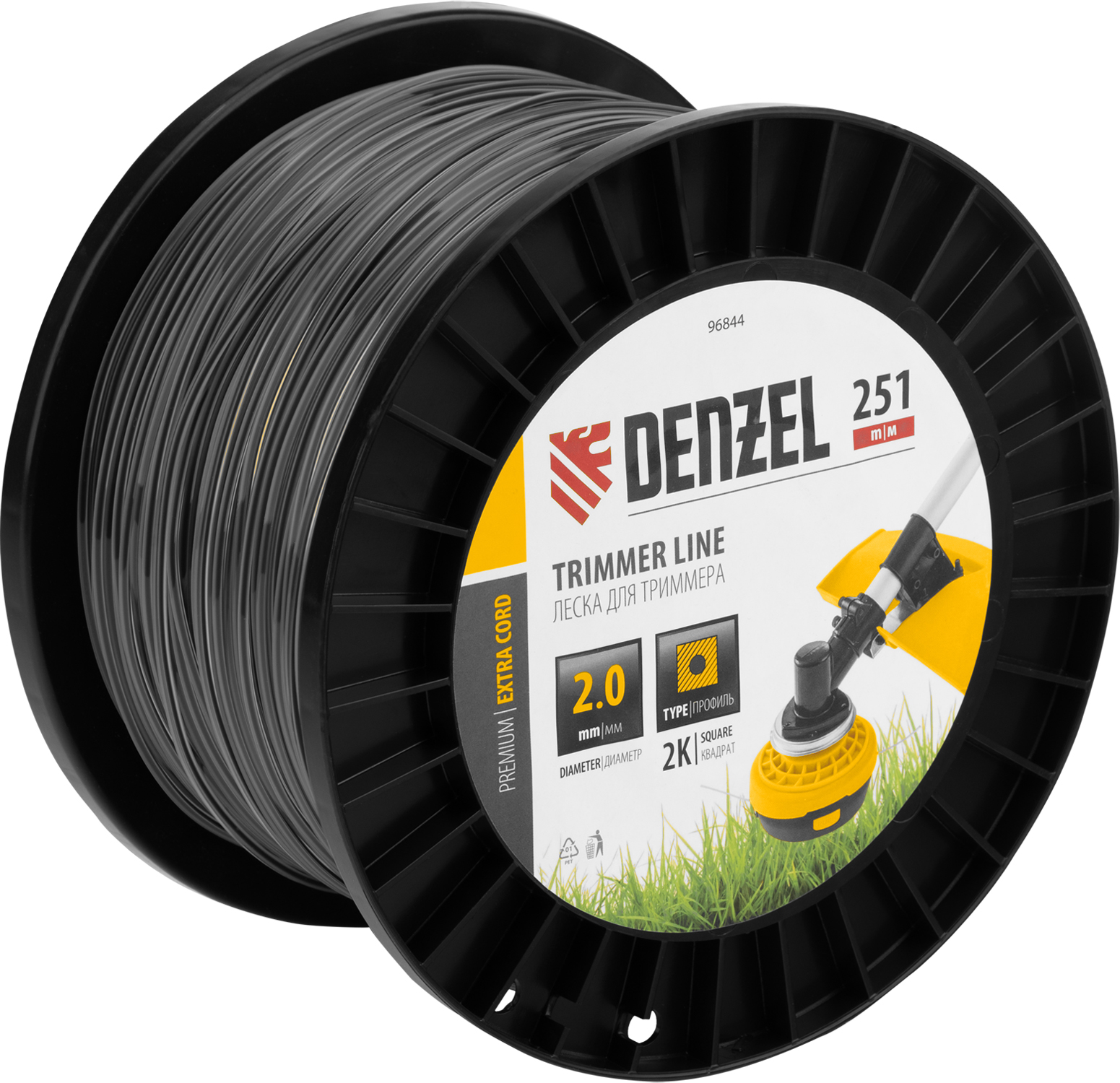 Леска для триммера двухкомпонентная квадрат, 2,0мм х 251м, на DIN катушке EXTRA CORD