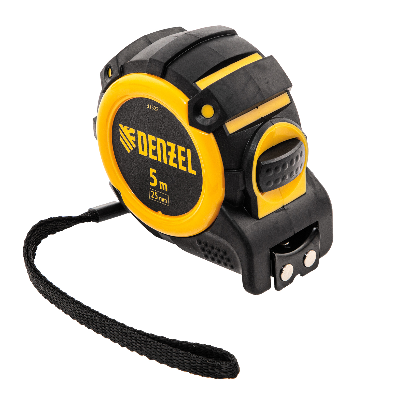 Рулетка 5м х 25мм, автоматич. фиксац., нейлон. покрытие, магнит. зацеп, двухстор. разметка